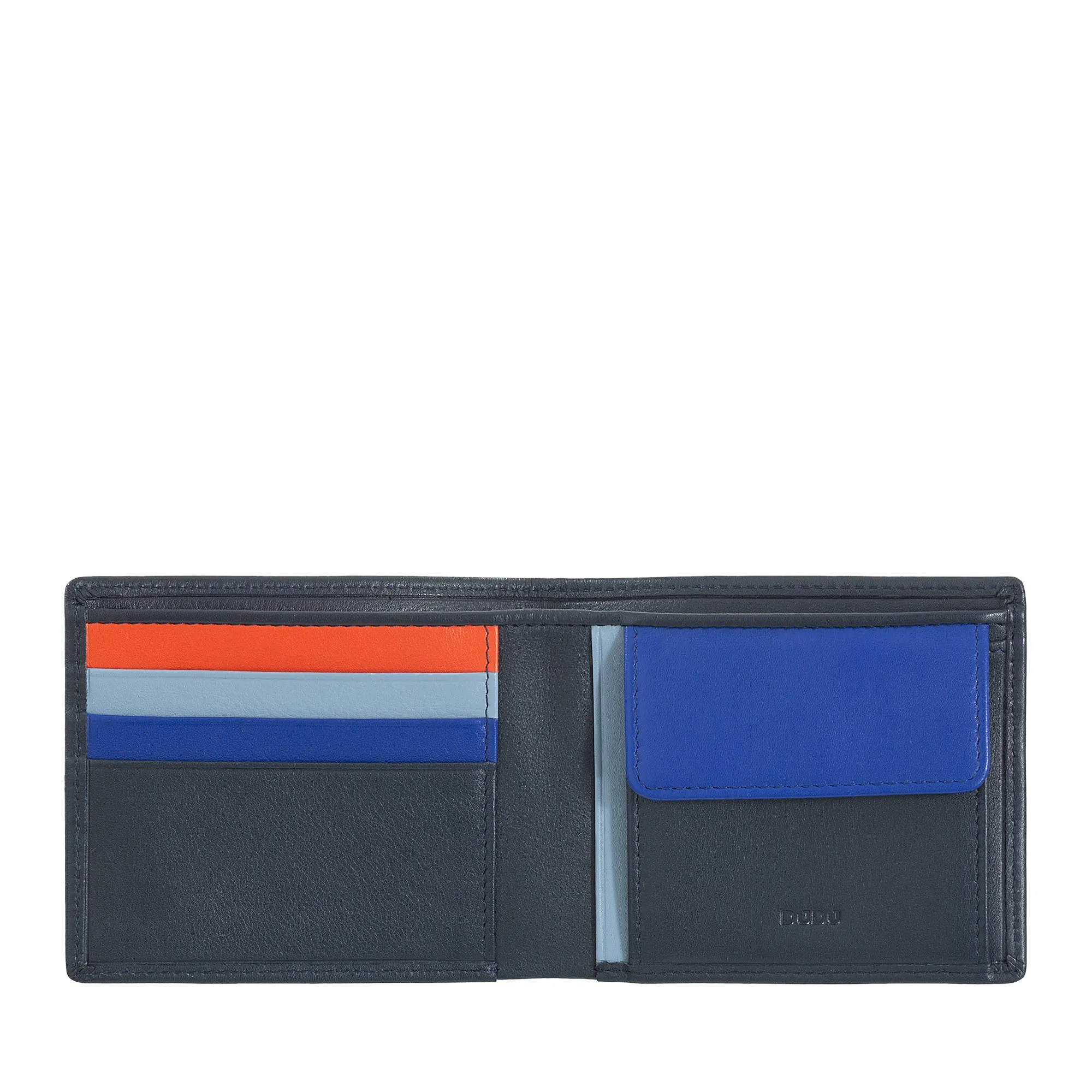 DUDU Men's Slim leather wallet with RFID Protection Credit Cards With Colored Wallet Doors
