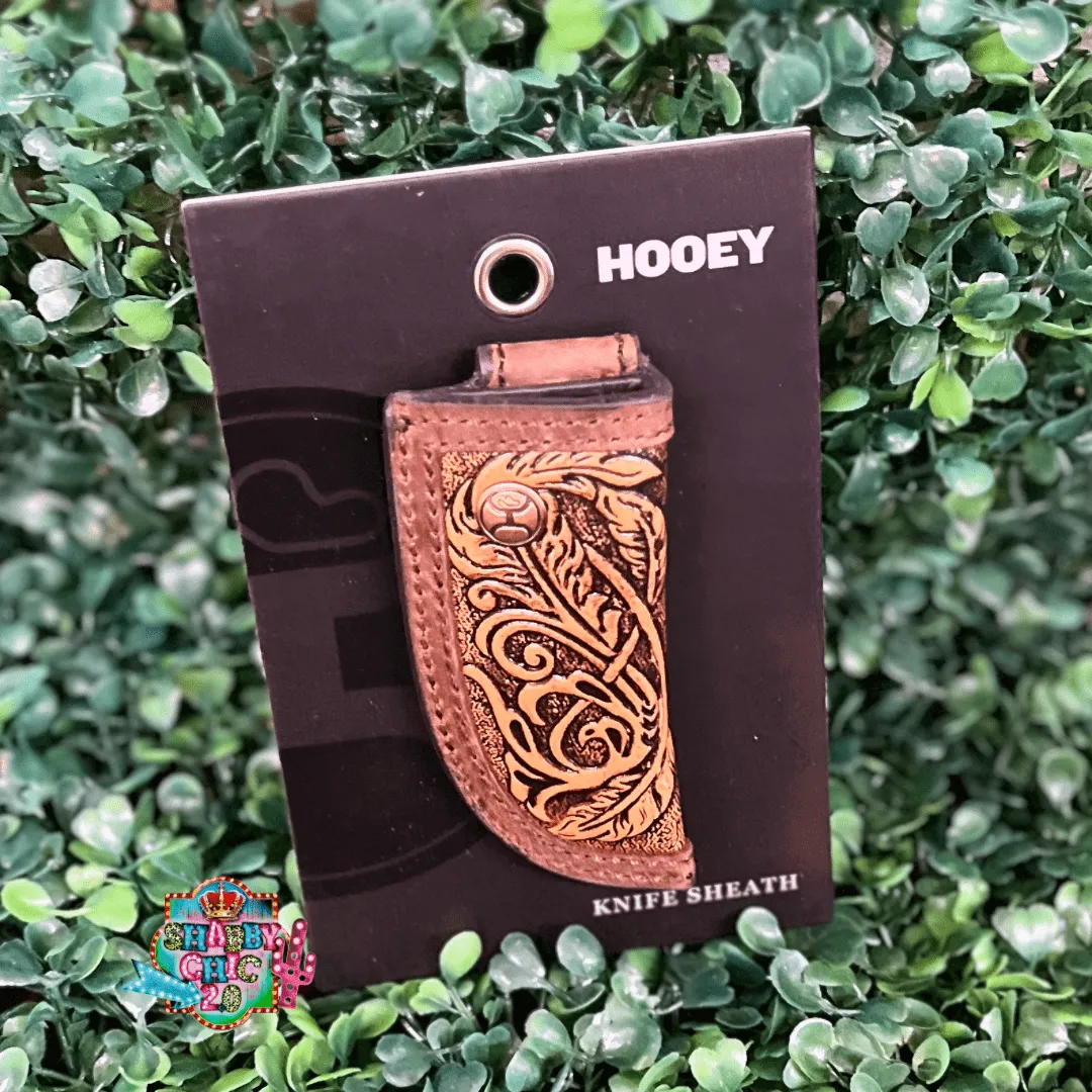 HOOEY  "PHOENIX" HAND TOOLED KNIFE SHEATH BROWN/TAN