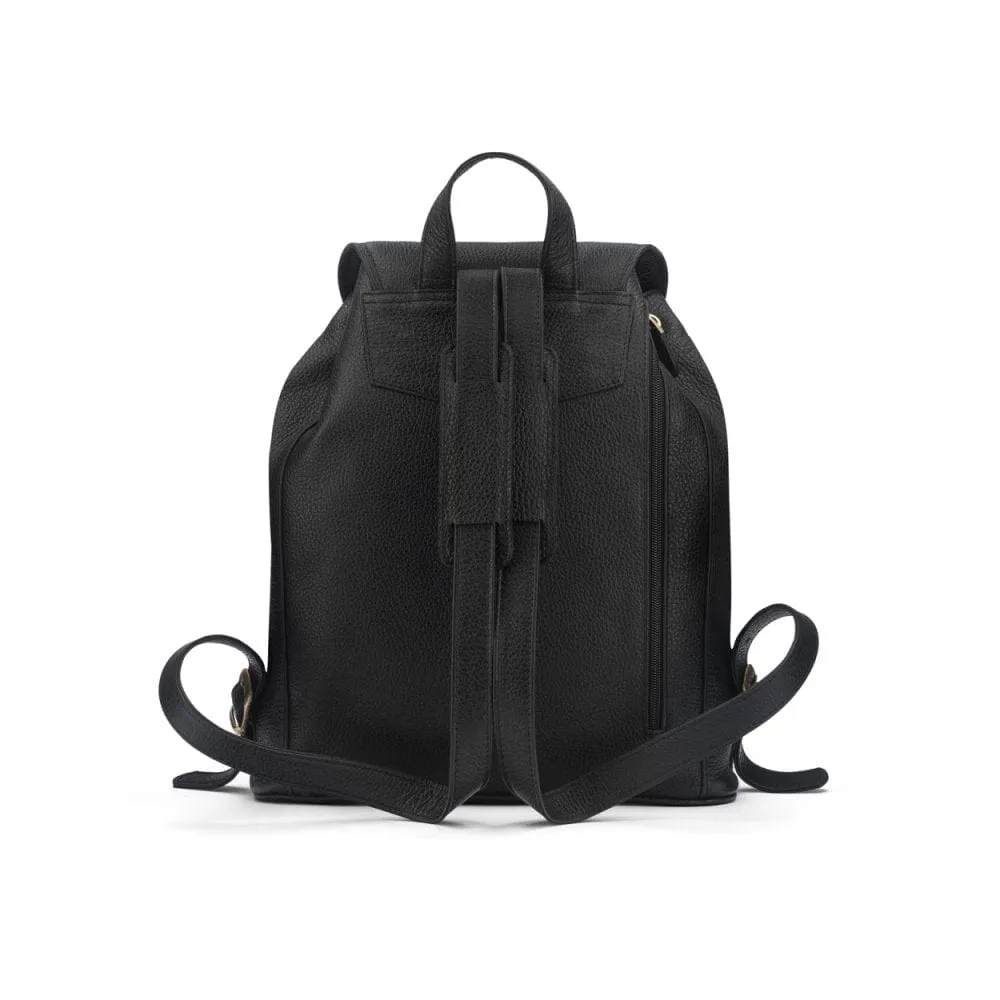 Large Leather Backpack - Black
