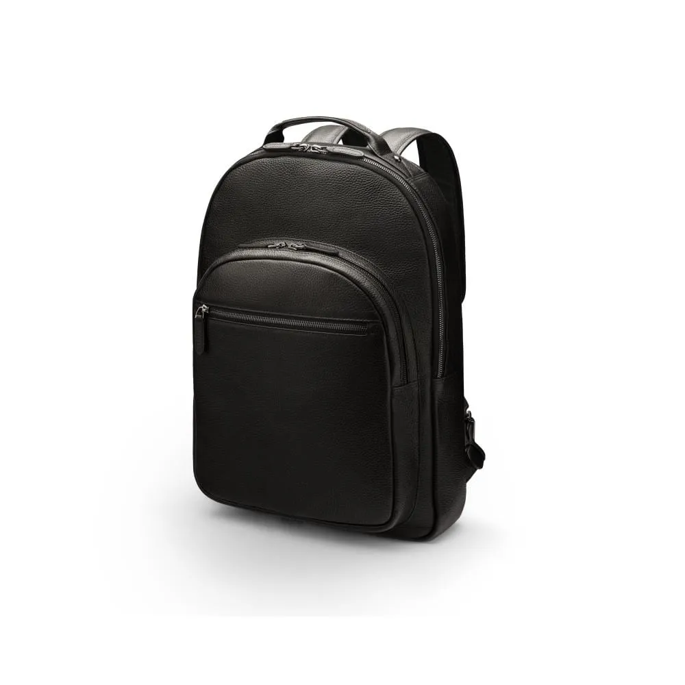 Leather 15" Laptop Backpack, Cambridge - Black With Gunmetal