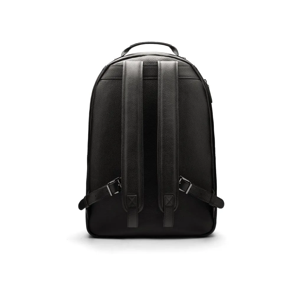 Leather 15" Laptop Backpack, Cambridge - Black With Gunmetal