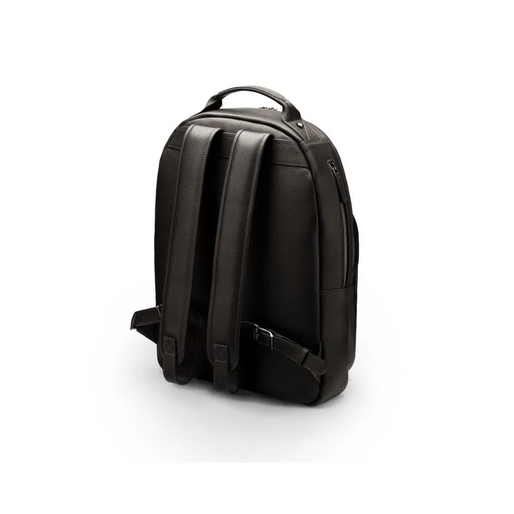 Leather 15" Laptop Backpack, Cambridge - Black With Gunmetal