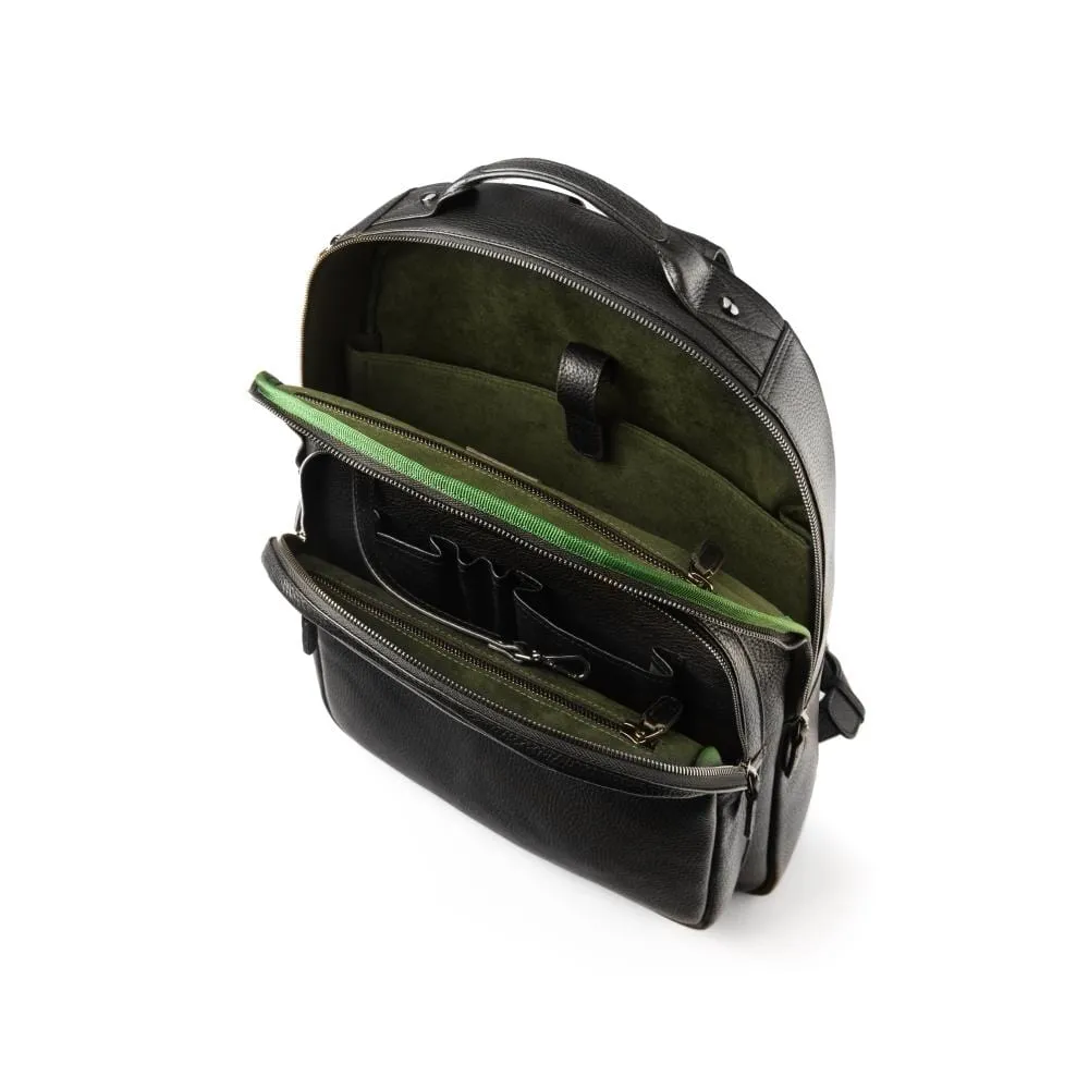 Leather 15" Laptop Backpack, Cambridge - Black With Gunmetal