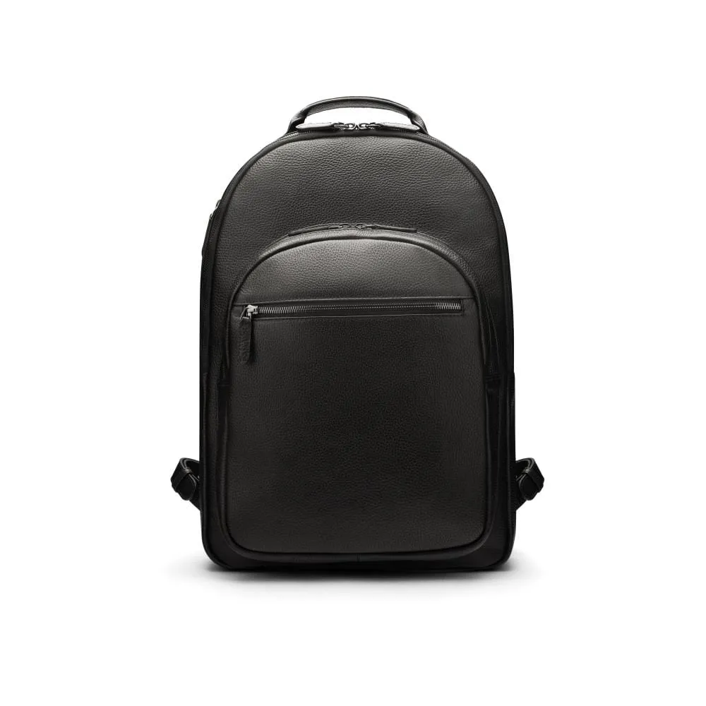 Leather 15" Laptop Backpack, Cambridge - Black With Gunmetal