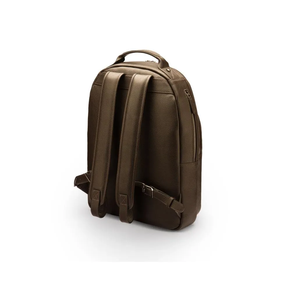Leather 15" Laptop Backpack, Cambridge - Brown With Gunmetal