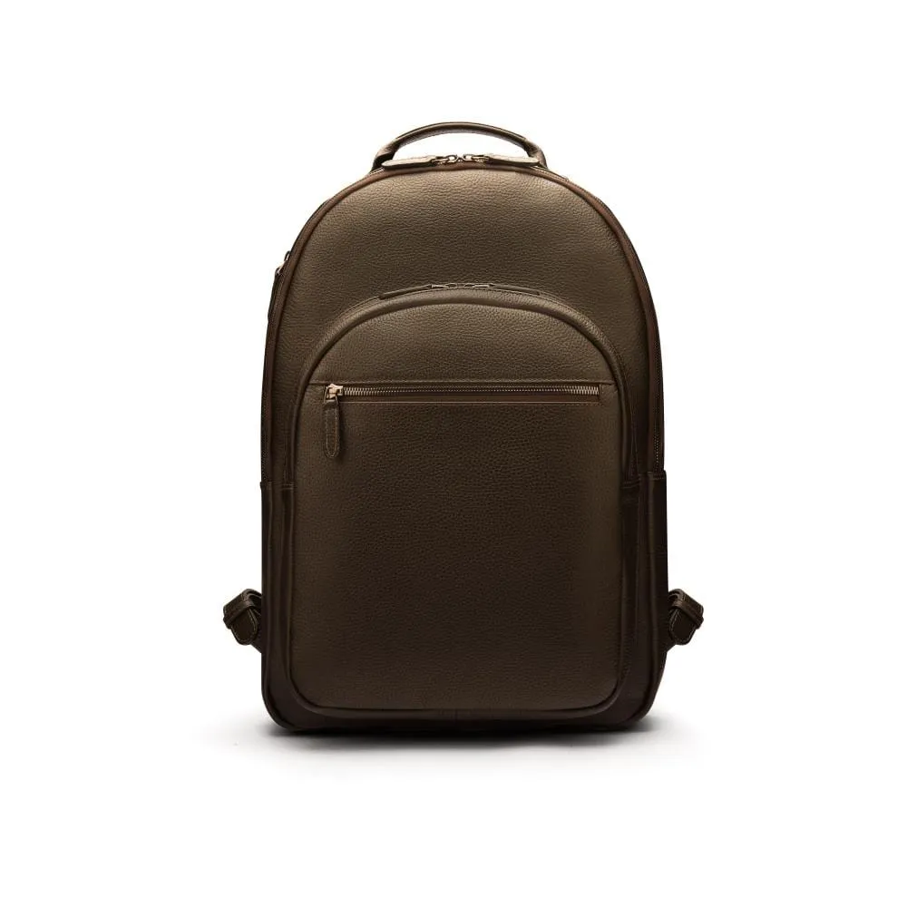 Leather 15" Laptop Backpack, Cambridge - Brown With Gunmetal