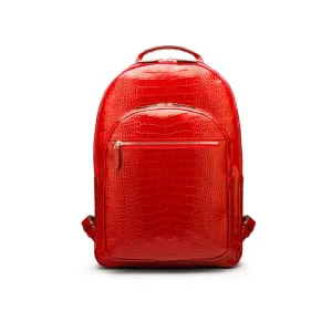 Leather 15" Laptop Backpack, Cambridge - Red Croc-Effect