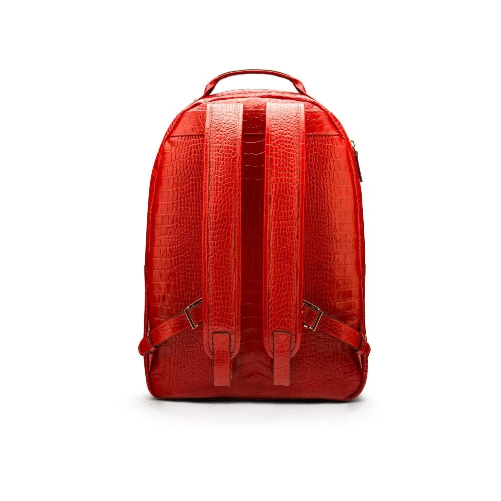 Leather 15" Laptop Backpack, Cambridge - Red Croc-Effect