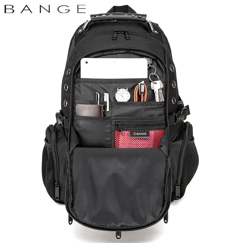 Men's Bange Waterproof Earplug Hole Charging Large Backpacks