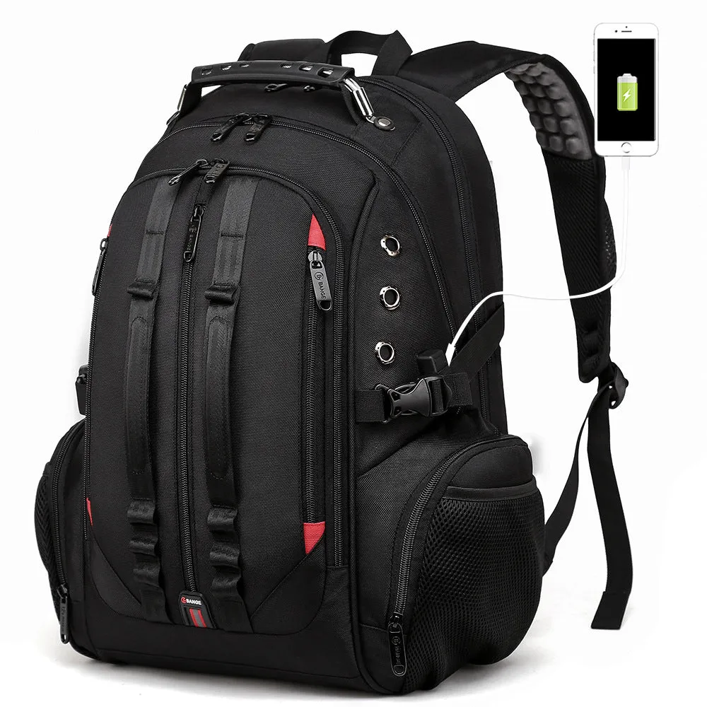 Men's Bange Waterproof Earplug Hole Charging Large Backpacks