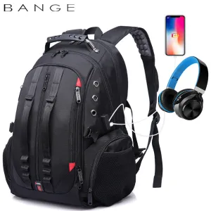Men's Bange Waterproof Earplug Hole Charging Large Backpacks