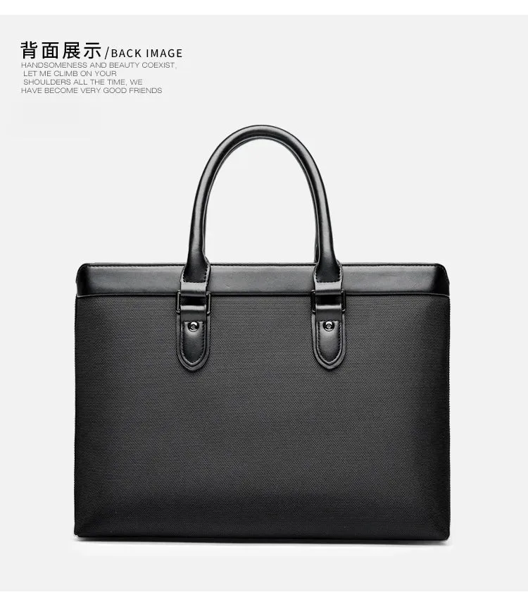 Men's briefcase Business handbag Bag Large capacity meeting bag Waterproof Oxford cloth laptop bag travel briefcase