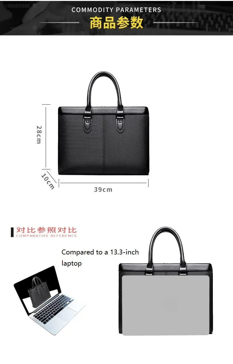 Men's briefcase Business handbag Bag Large capacity meeting bag Waterproof Oxford cloth laptop bag travel briefcase