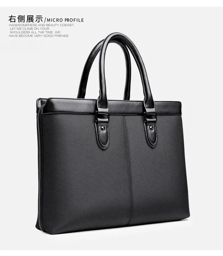 Men's briefcase Business handbag Bag Large capacity meeting bag Waterproof Oxford cloth laptop bag travel briefcase