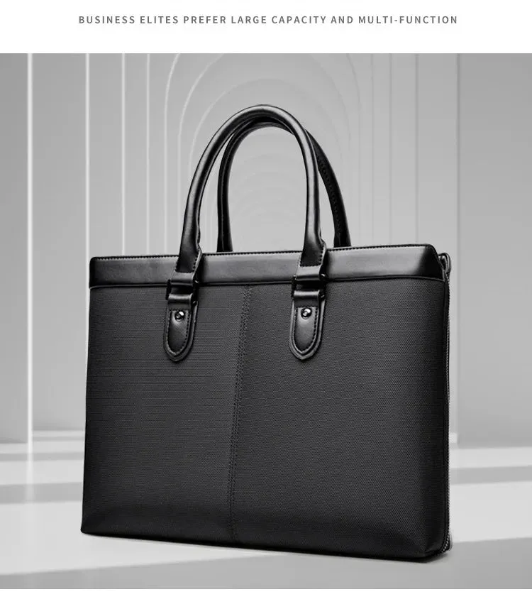 Men's briefcase Business handbag Bag Large capacity meeting bag Waterproof Oxford cloth laptop bag travel briefcase