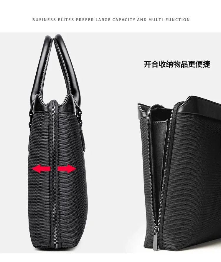 Men's briefcase Business handbag Bag Large capacity meeting bag Waterproof Oxford cloth laptop bag travel briefcase