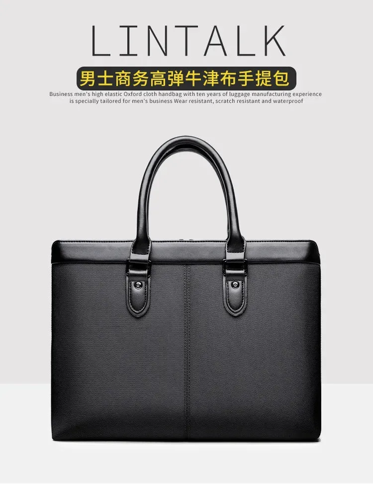 Men's briefcase Business handbag Bag Large capacity meeting bag Waterproof Oxford cloth laptop bag travel briefcase
