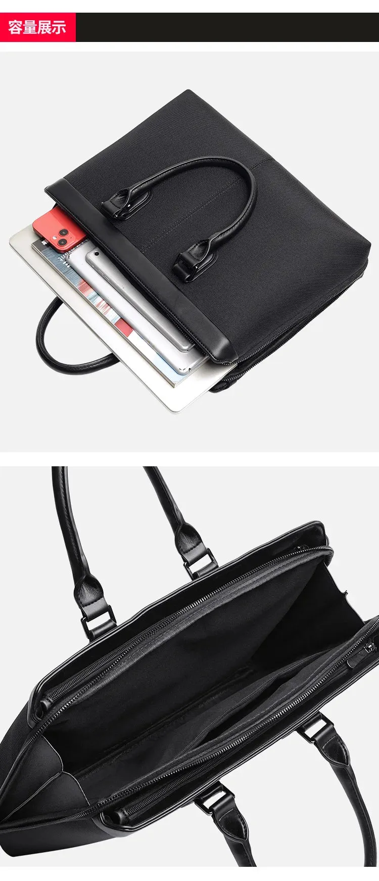 Men's briefcase Business handbag Bag Large capacity meeting bag Waterproof Oxford cloth laptop bag travel briefcase