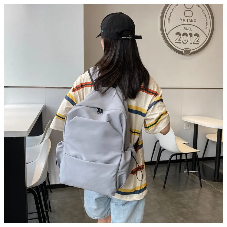 Men's Capacity Solid Color Trendy Korean Wild Female Backpacks
