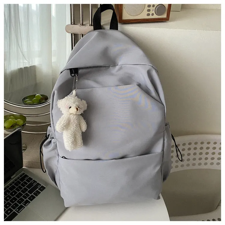 Men's Capacity Solid Color Trendy Korean Wild Female Backpacks