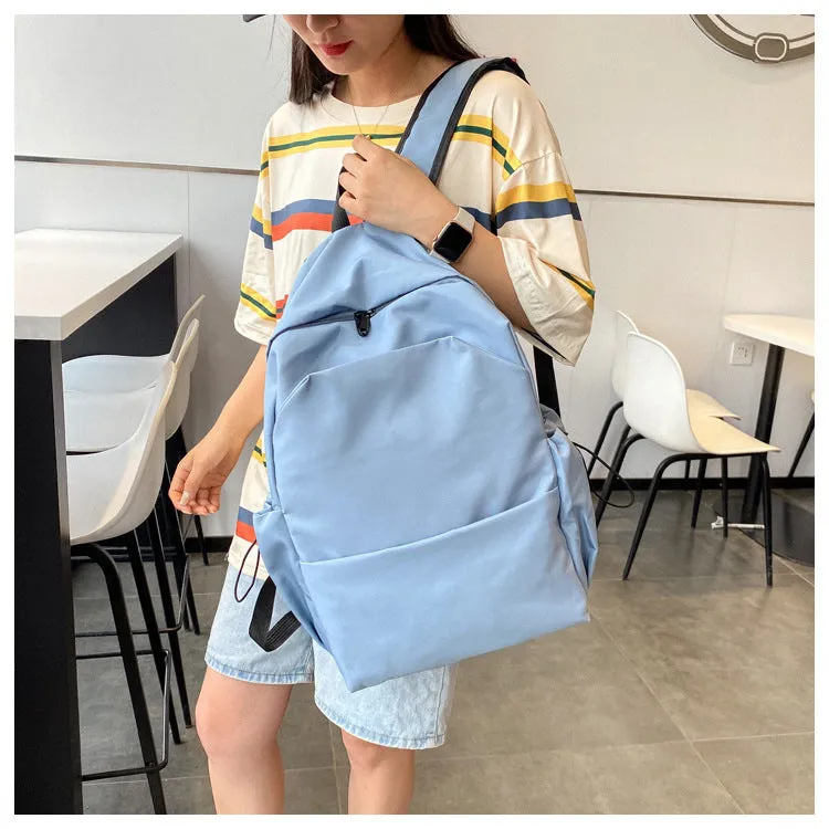 Men's Capacity Solid Color Trendy Korean Wild Female Backpacks