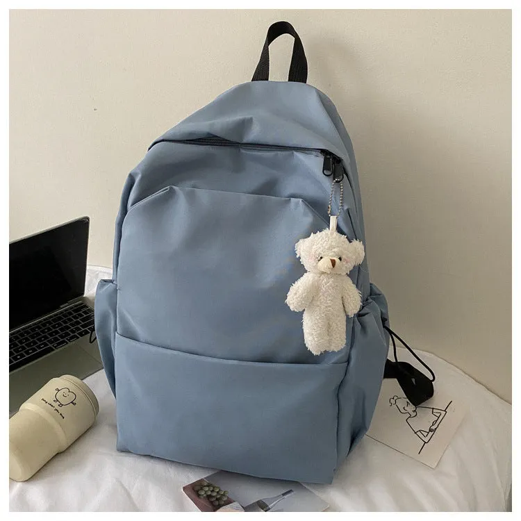 Men's Capacity Solid Color Trendy Korean Wild Female Backpacks