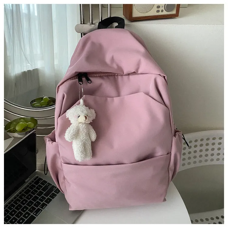 Men's Capacity Solid Color Trendy Korean Wild Female Backpacks