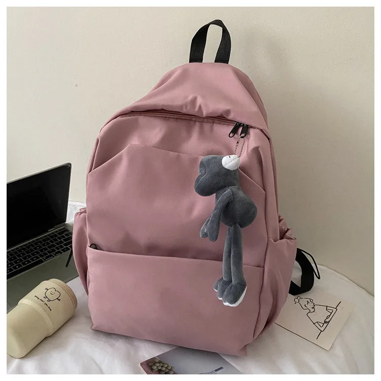 Men's Capacity Solid Color Trendy Korean Wild Female Backpacks