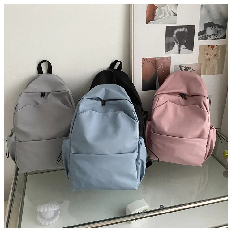 Men's Capacity Solid Color Trendy Korean Wild Female Backpacks