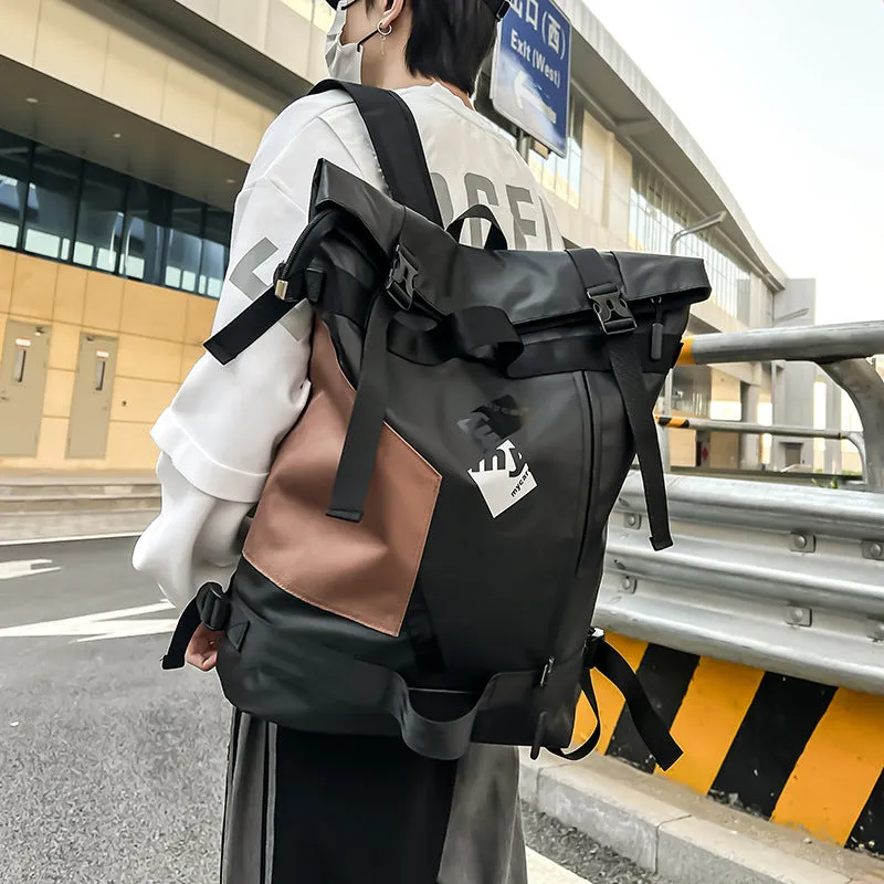 Men's Trendy Curved Edge Fashion Personalized Large Backpacks