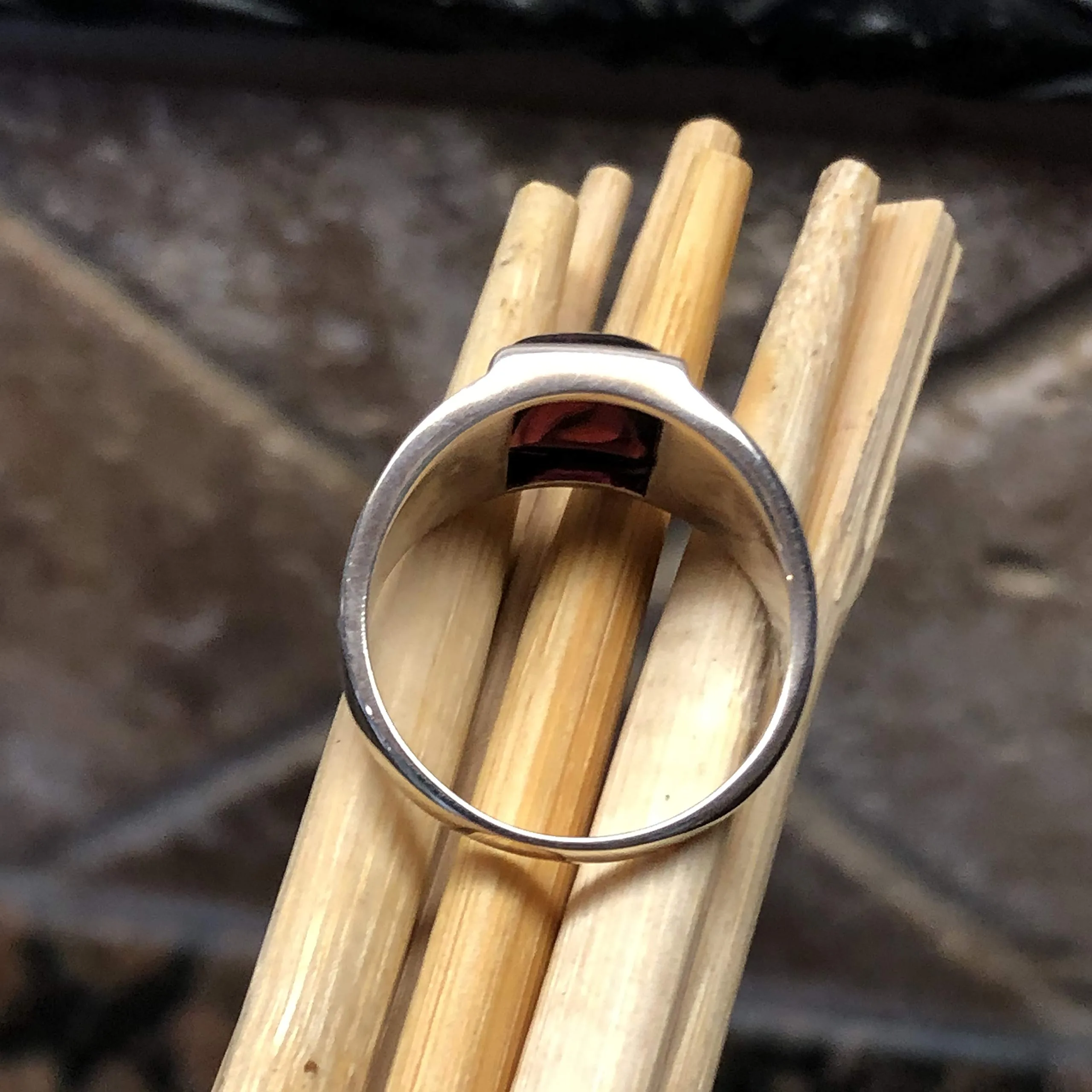 Natural 2ct Pyrope Garnet 925 Sterling Silver Men's Ring Size 7, 8, 9, 10, 1, 12, 13