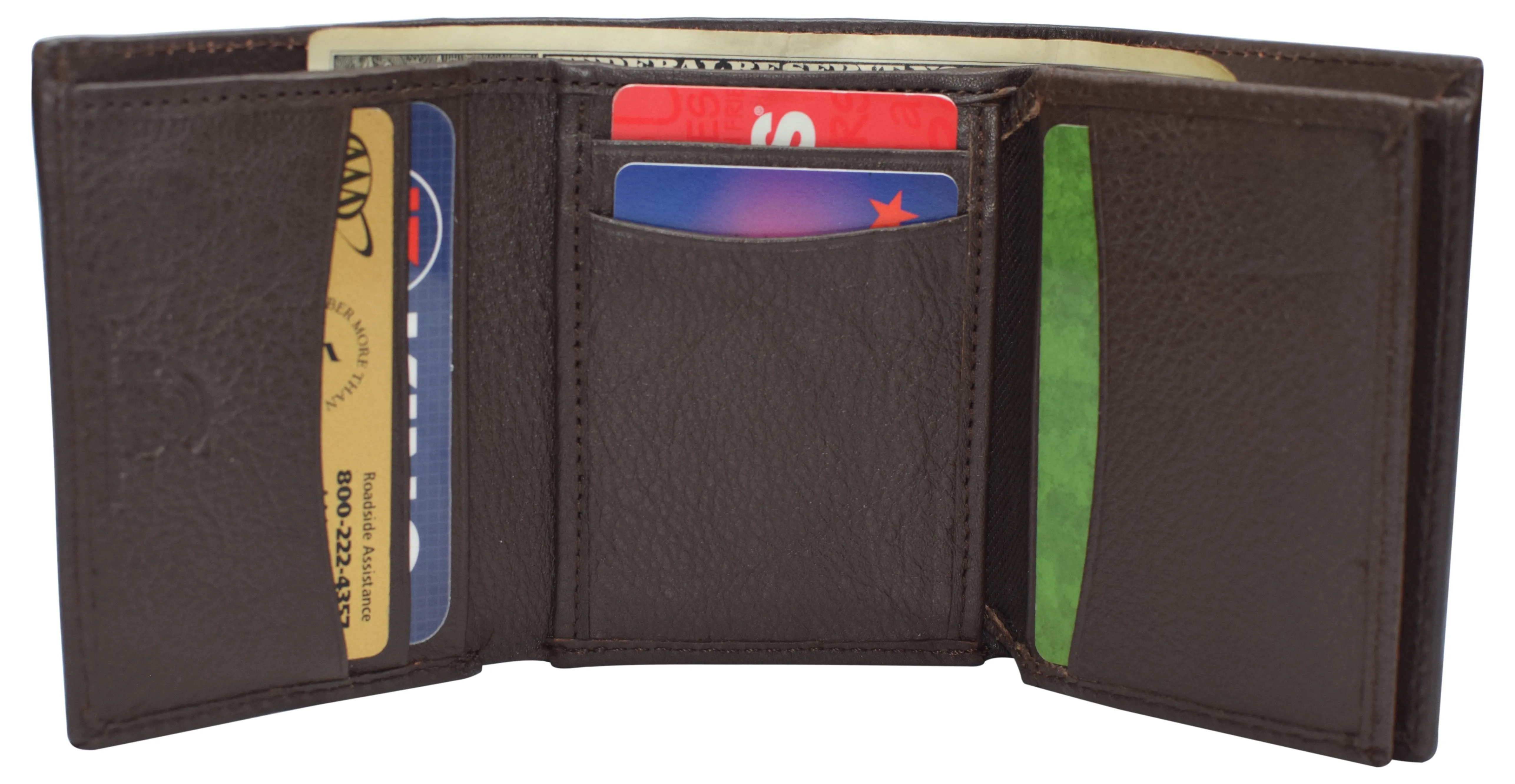 RFID Blocking Trifold Wallets for Men Genuine Leather Extra Capacity Middle Flap ID Tri-Fold Men'S Wallet