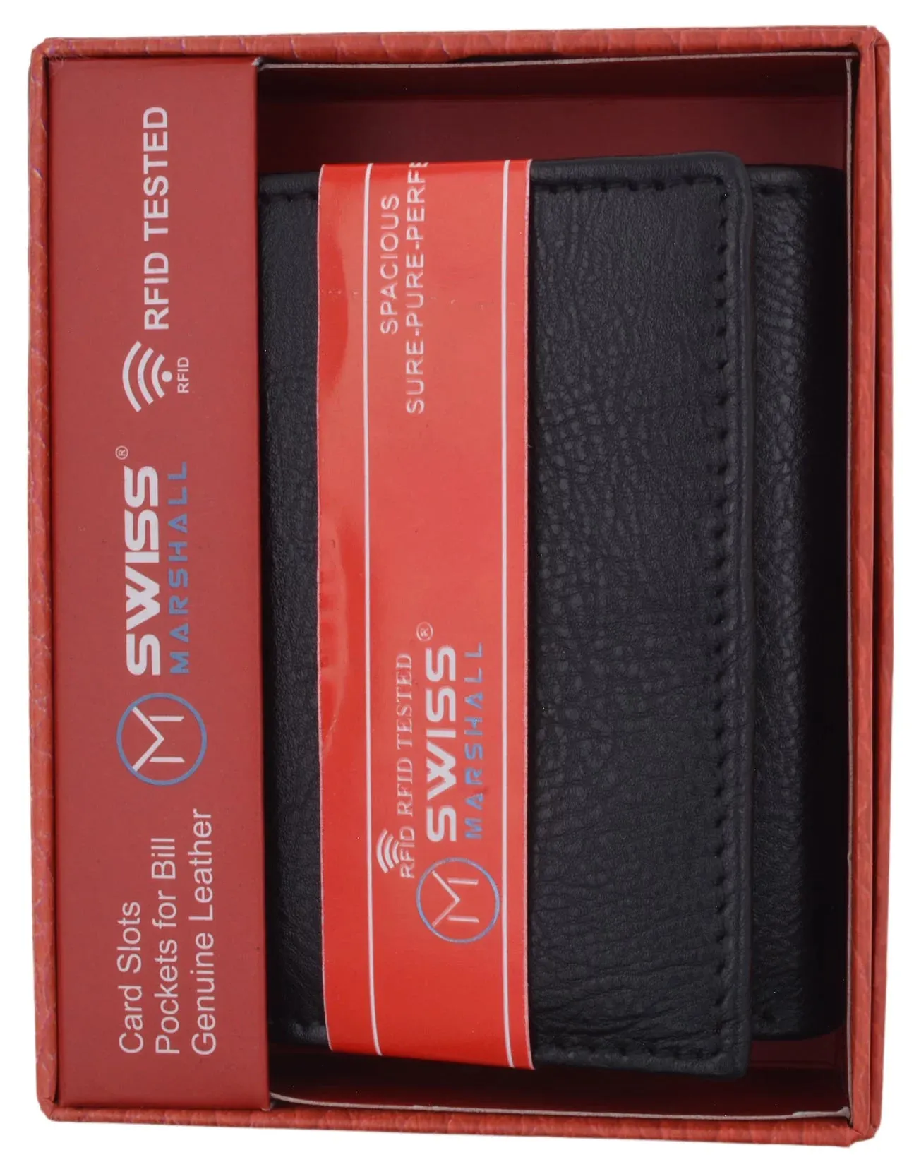 RFID Blocking Trifold Wallets for Men Genuine Leather Extra Capacity Middle Flap ID Tri-Fold Men'S Wallet
