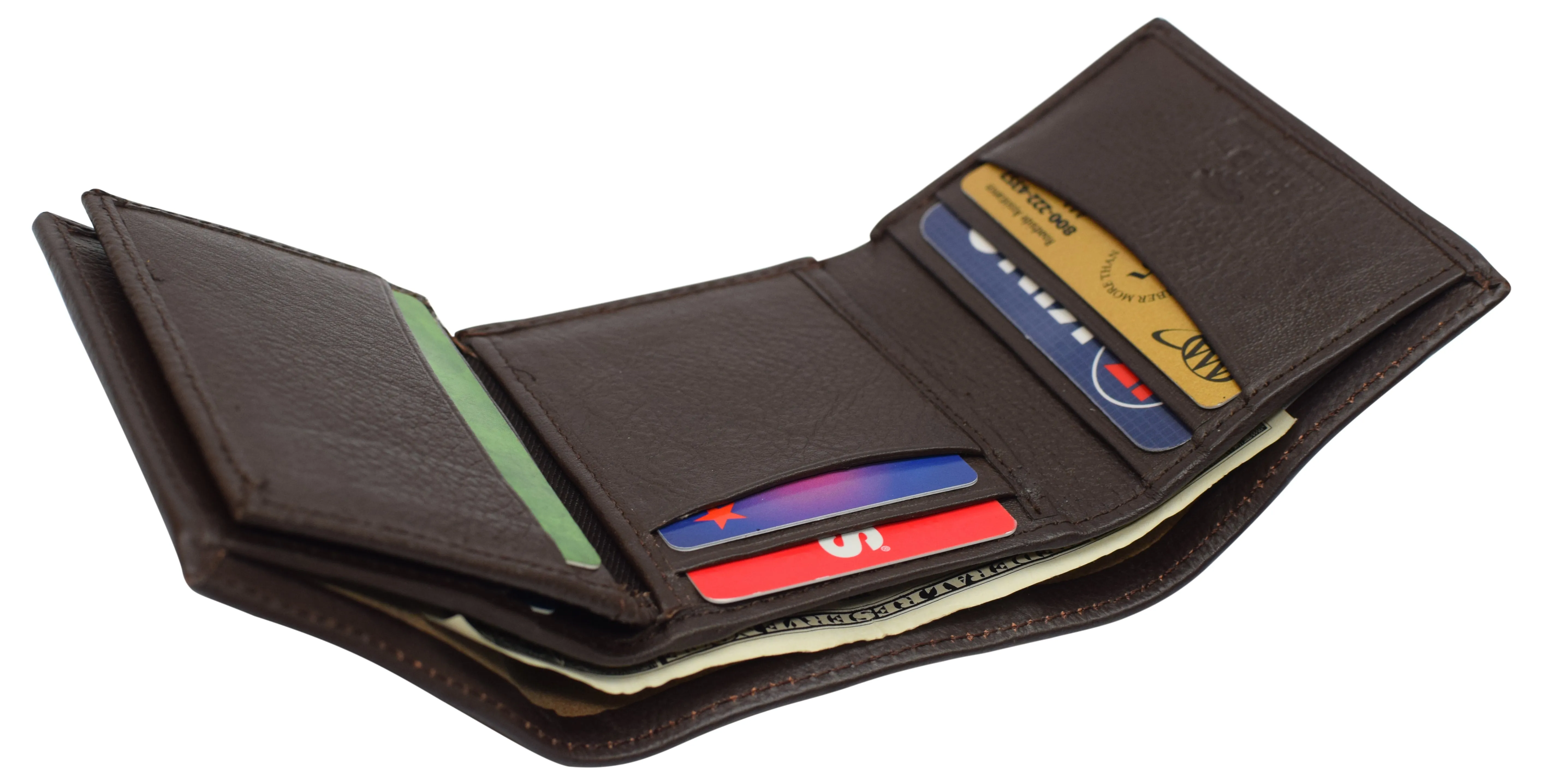 RFID Blocking Trifold Wallets for Men Genuine Leather Extra Capacity Middle Flap ID Tri-Fold Men'S Wallet