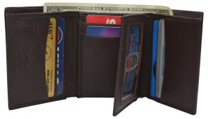 RFID Blocking Trifold Wallets for Men Genuine Leather Extra Capacity Middle Flap ID Tri-Fold Men'S Wallet