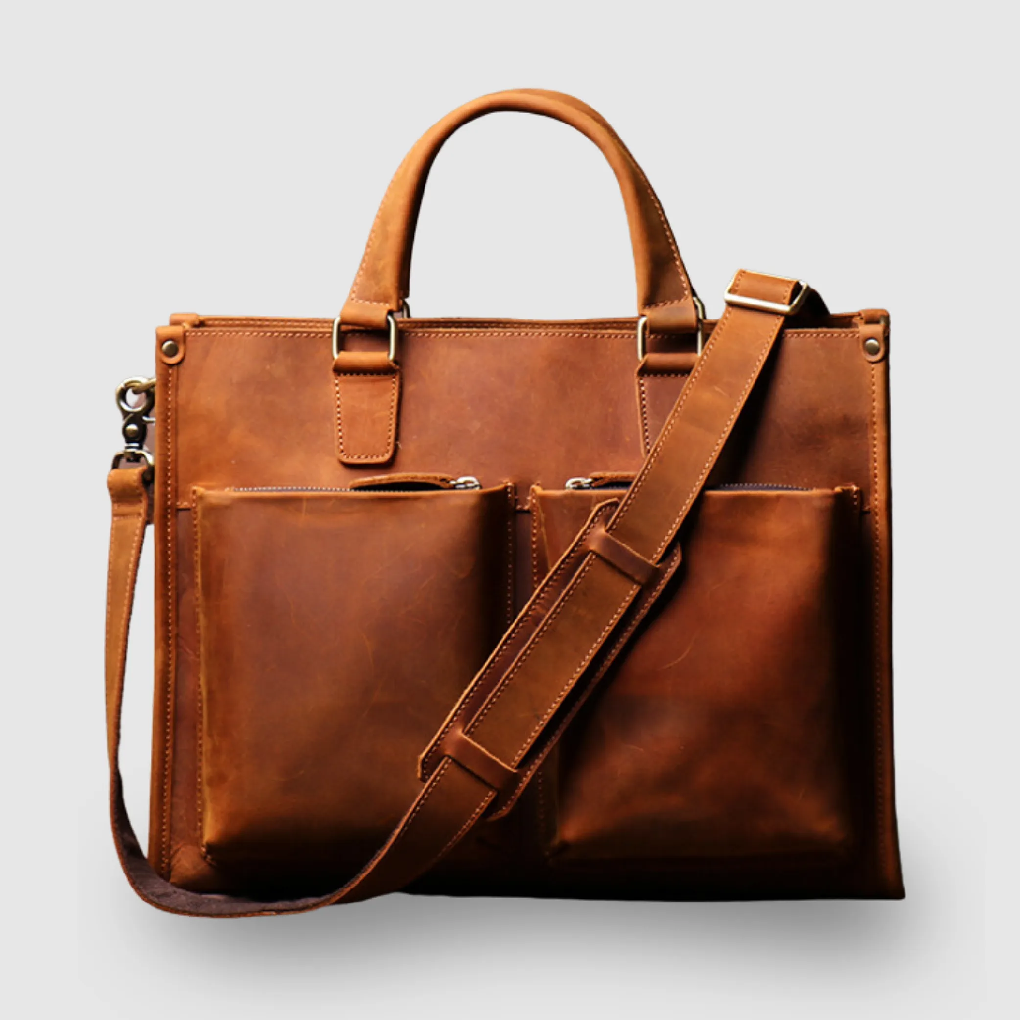 Vintage Cowhide Men's Handbag Business Briefcase