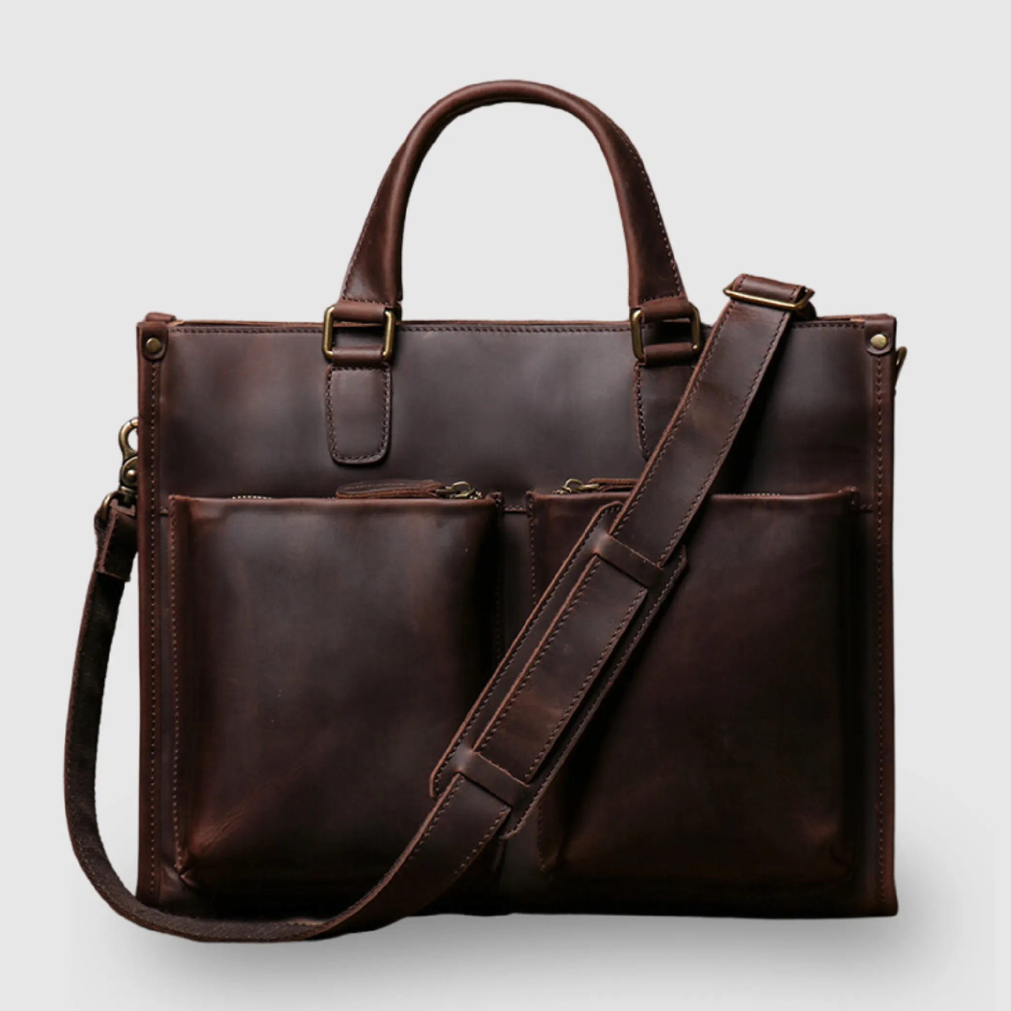 Vintage Cowhide Men's Handbag Business Briefcase
