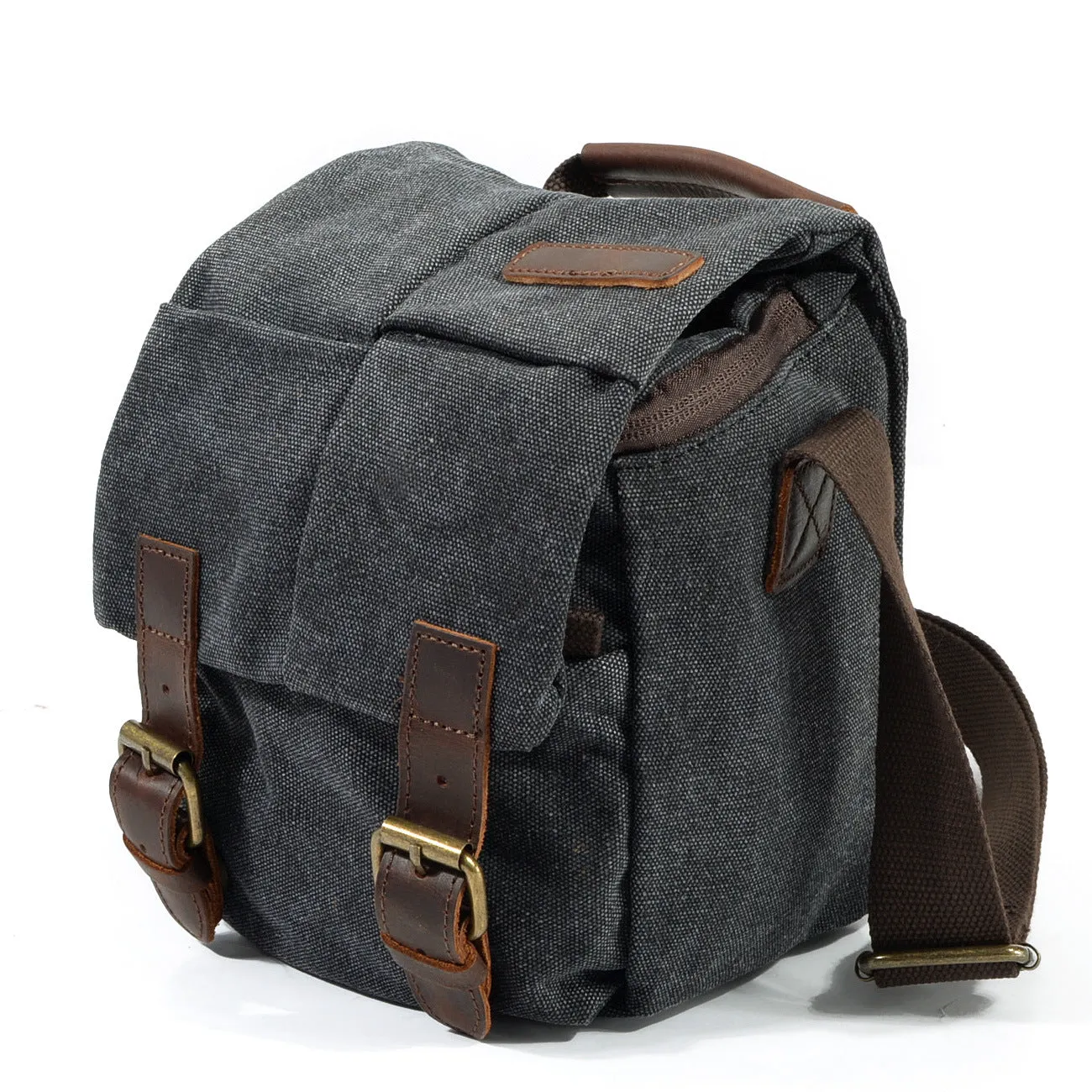 VLOVELAW 2025 Cross-border canvas bags, men's and women's messenger bags, shoulder retro camera bags, waterproof micro-single anti-moisture-proof camera bags, small bags.