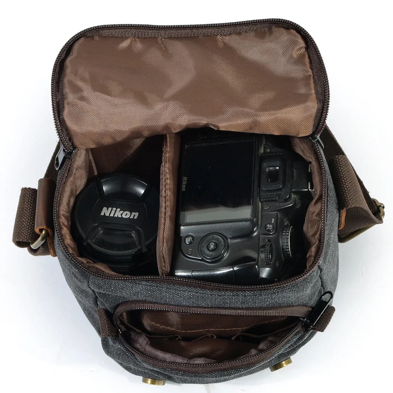 VLOVELAW 2025 Cross-border canvas bags, men's and women's messenger bags, shoulder retro camera bags, waterproof micro-single anti-moisture-proof camera bags, small bags.