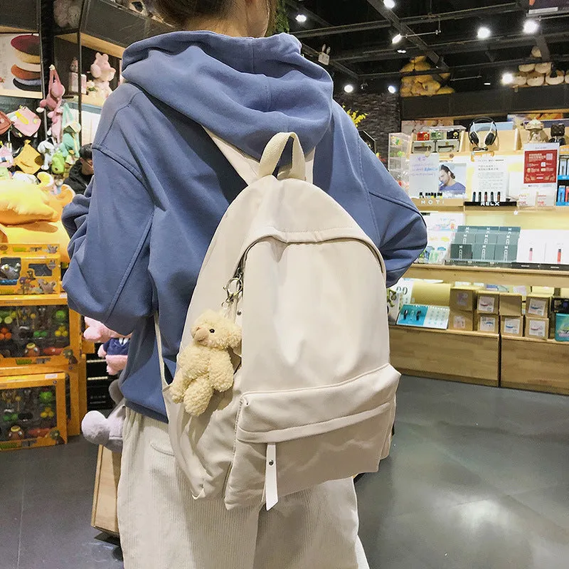 Women's & Men's Literary Style Solid Color Fresh And Backpacks