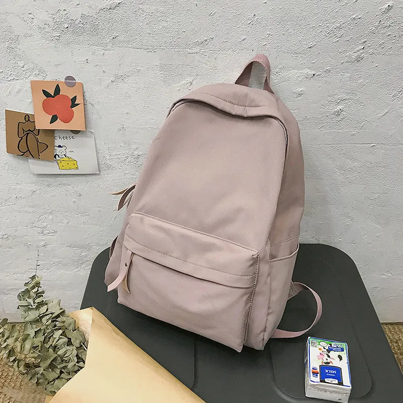 Women's & Men's Literary Style Solid Color Fresh And Backpacks