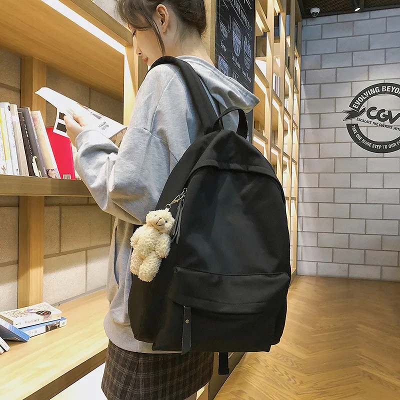 Women's & Men's Literary Style Solid Color Fresh And Backpacks
