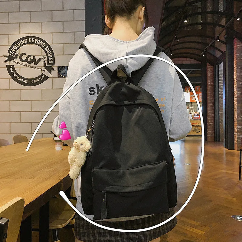 Women's & Men's Literary Style Solid Color Fresh And Backpacks
